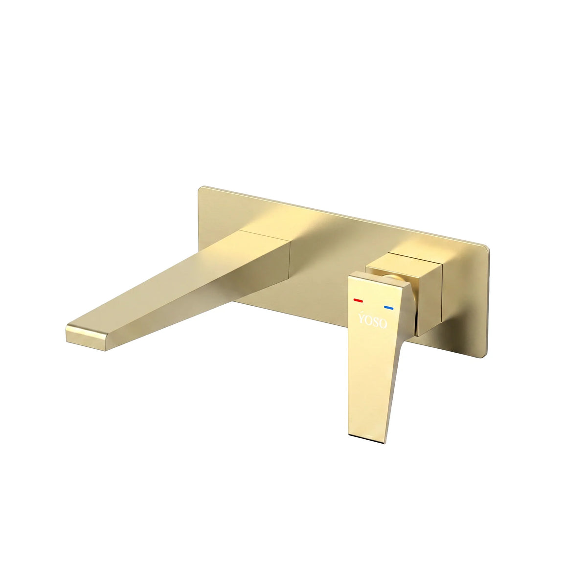 Quadra Wall Mounted Basin Mixer, Brushed Gold | Yoso
