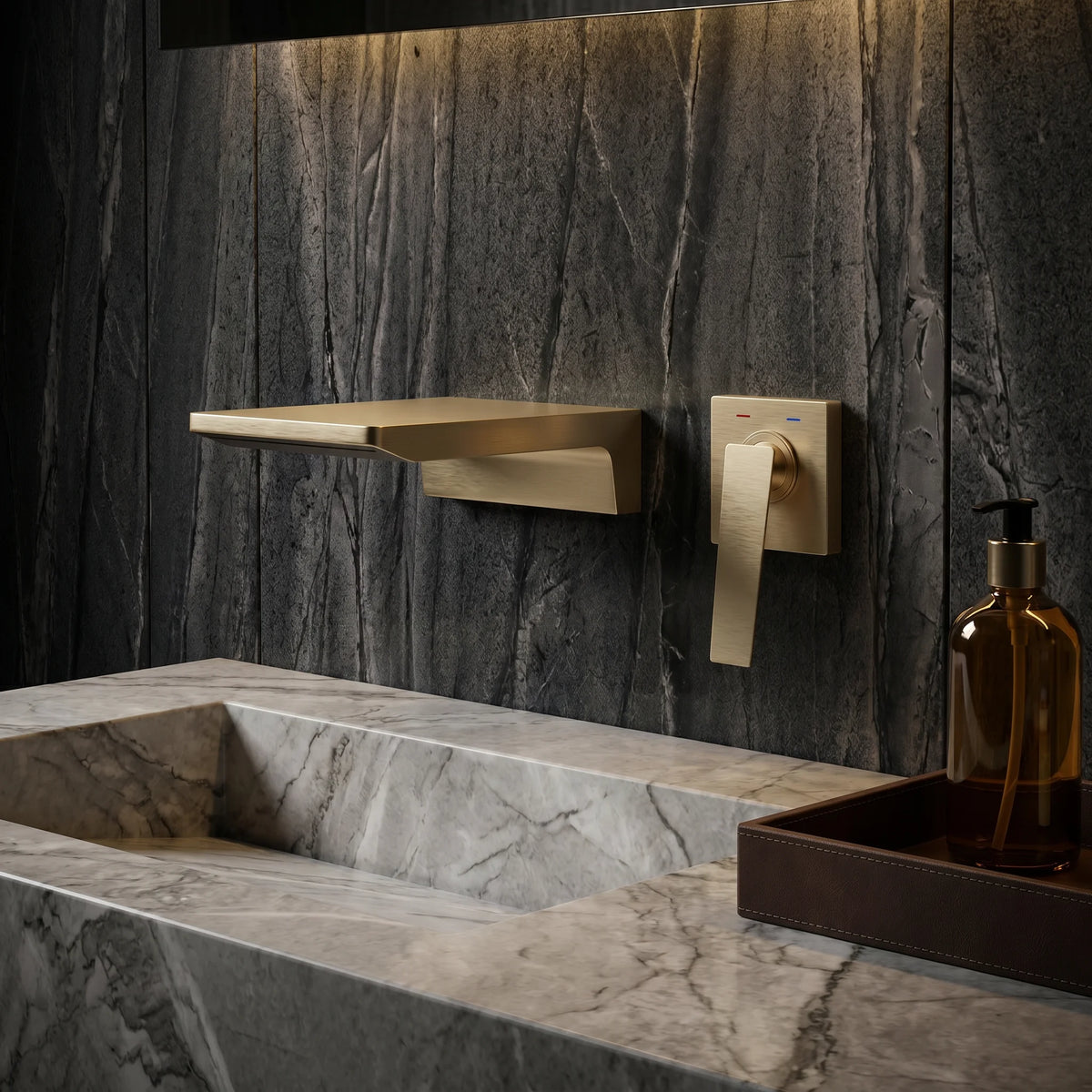 Niagra Style Wall Mixer (Waterfall) - Brush Gold | Yoso