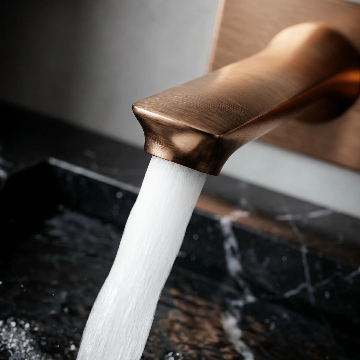 Nuvella Wall Basin Mixer — Wall Mounted - Rose Gold | Yoso