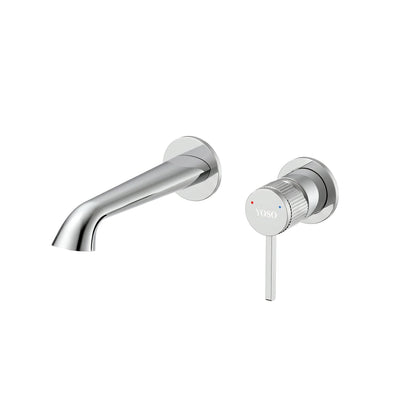 Aura Wall Mounted Basin Mixer, Chrome | Yoso