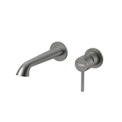 Aura Wall Mounted Basin Mixer, Gun Metal | Yoso