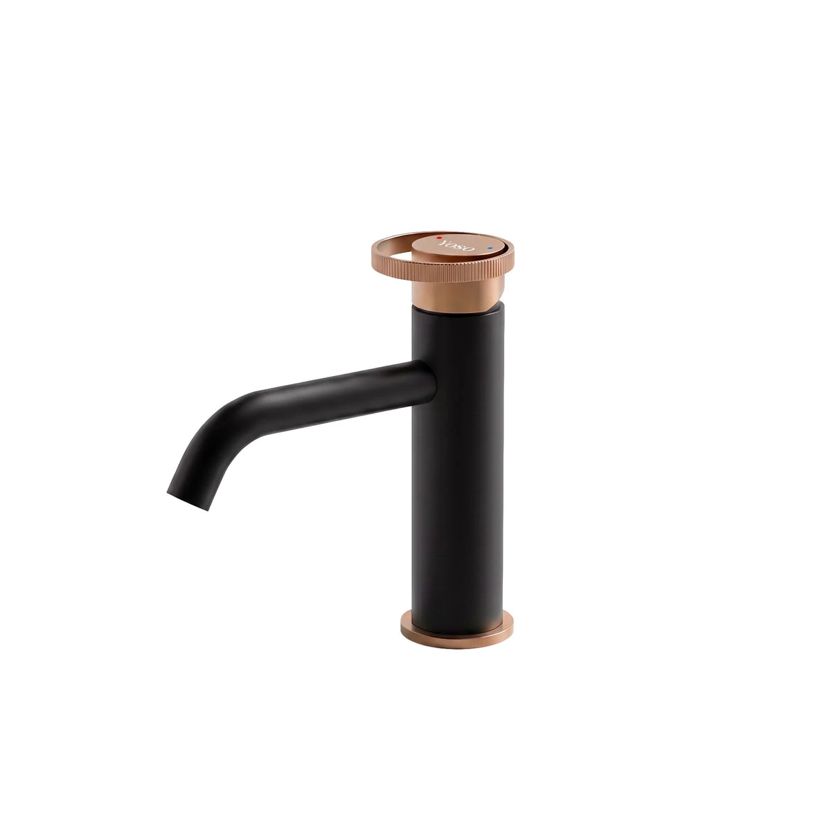 YOSO Celeste Basin Mixer — Standard Height - Matt Black + Brushed Rose Gold - 2