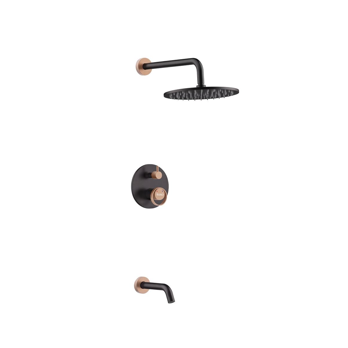 Celeste Concealed Shower Set - Matt Black + Brushed Rose Gold