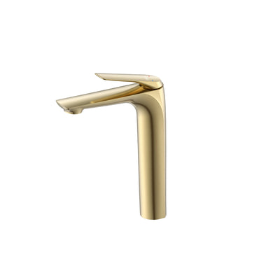 Nuvella Basin Mixer — Tall Neck, Brushed Gold | Yoso